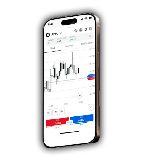 Exness 移動端應用搭配 Apple 股票走勢圖